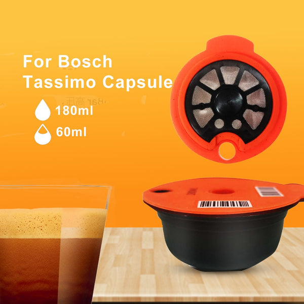 Reusable Coffee Capsule Pods 60&80ML Lids Tamper Set For Bosch Tassimo  Machine